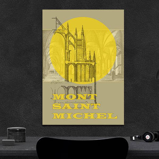 Affiche ancienne du Mont Saint-Michel pour décoration contemporaine Bretagne Normandie