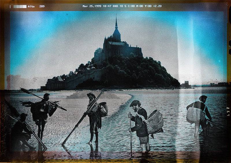 Pêcheurs du Mont Saint-Michel - tableau marine pour décoration bord de mer - Bretagne Normandie